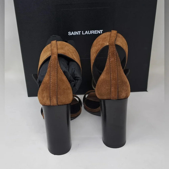 NWT Saint Laurent Suede  Otterproof Ankle Strap Sandals Heels Buckle 36 EU 6 US - Picture 7 of 15